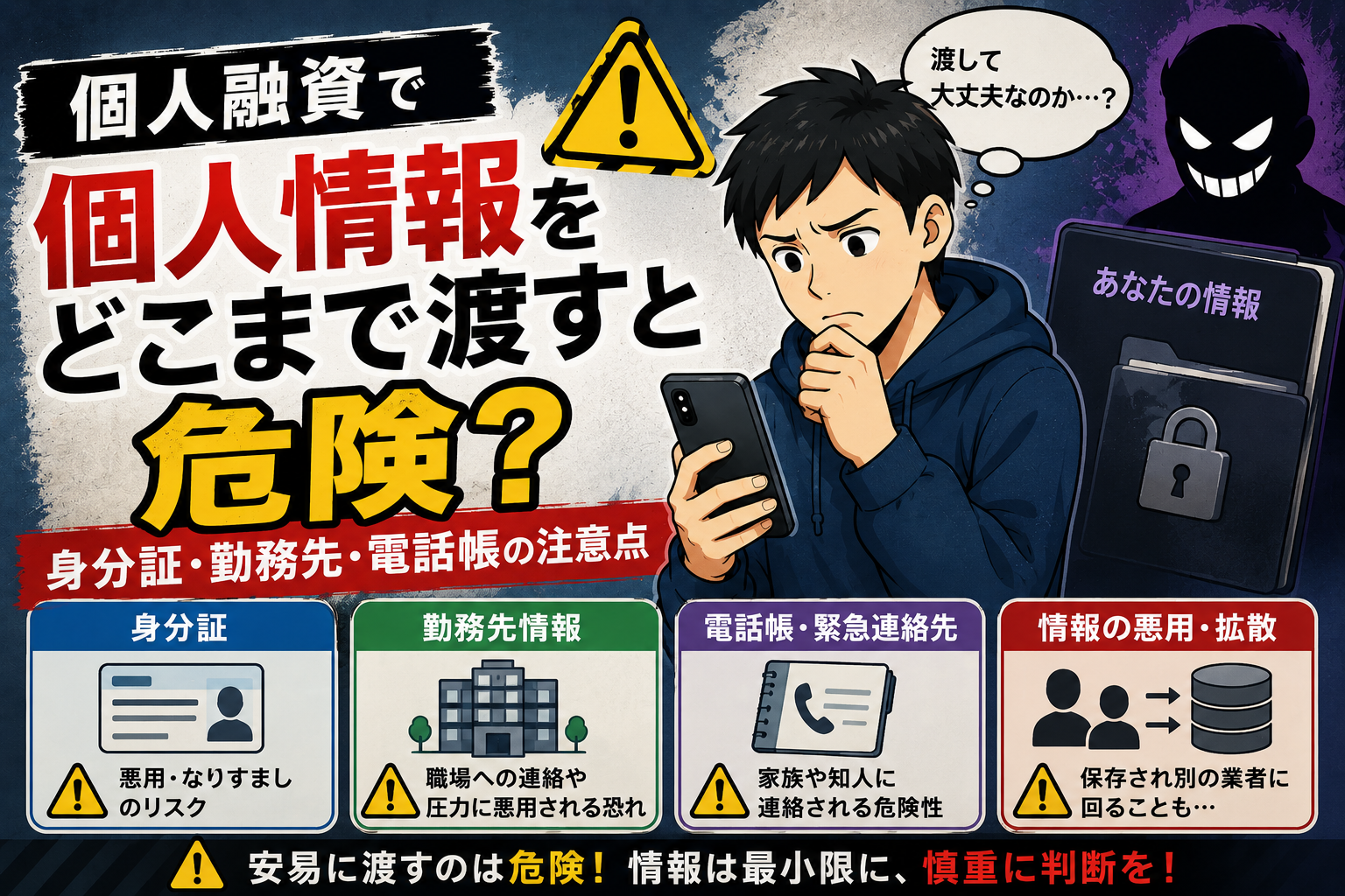 個人融資で個人情報を渡す危険性と身分証・勤務先・電話帳の注意点