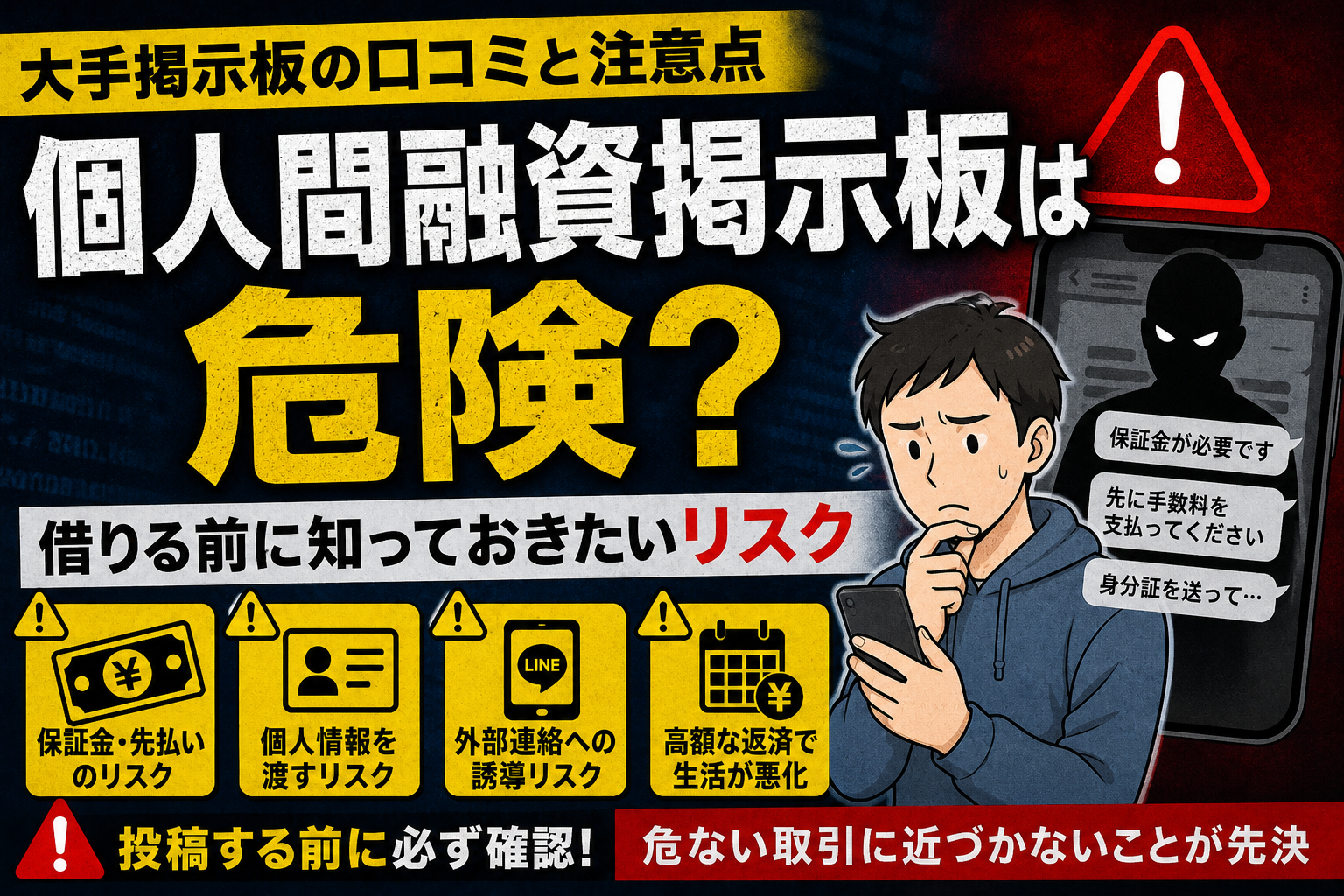 個人間融資掲示板の危険性について解説した記事のアイキャッチ画像