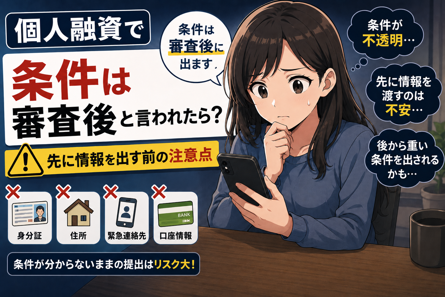 個人融資で条件は審査後と言われた時の注意点を解説